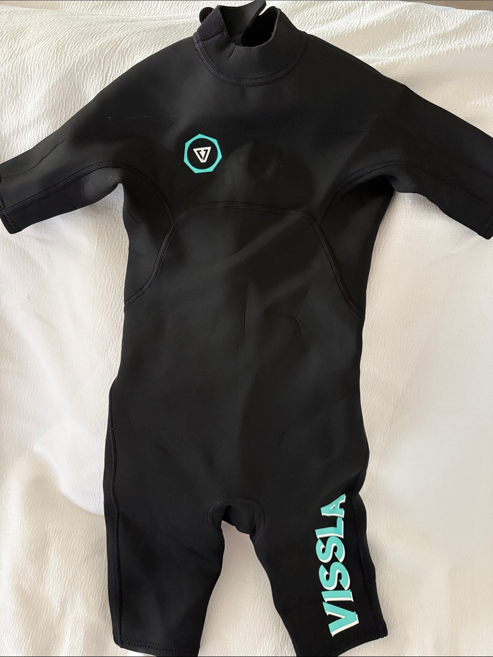 VISSLA Kids Black Short-Sleeve spring suit  with Teal Accents